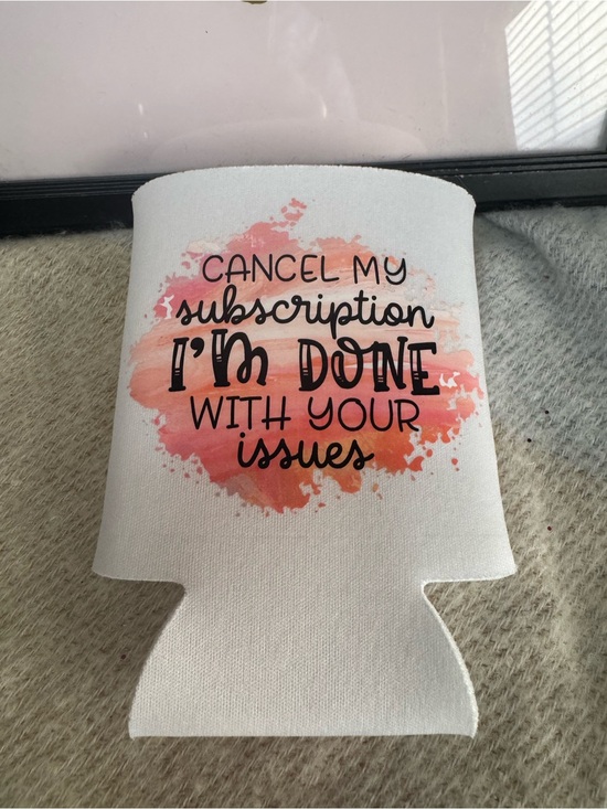 handcrafted by jersee12 Other - White Can Cooler Koozie with Pink-Orange Watercolor Design